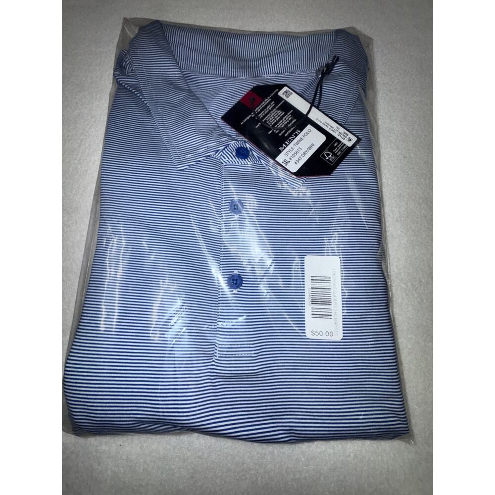Antigua Golf Twine Polo Shirt Men's 3XL Blue White Striped NEW